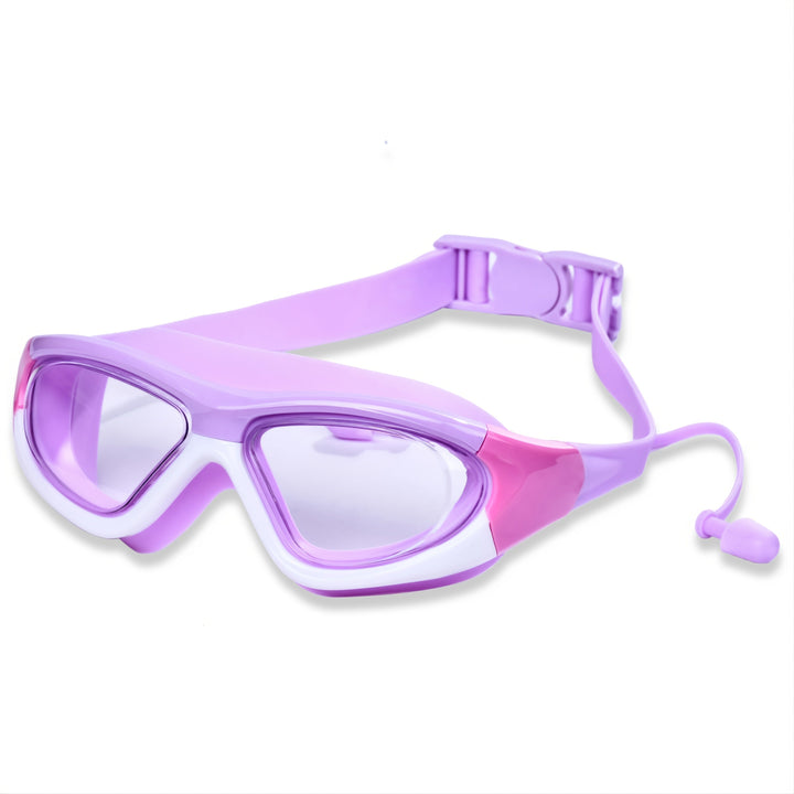 Leuke zwemaccessoire: kinderzwembril met groot frame, anti-condens en UV-bescherming voor kids.