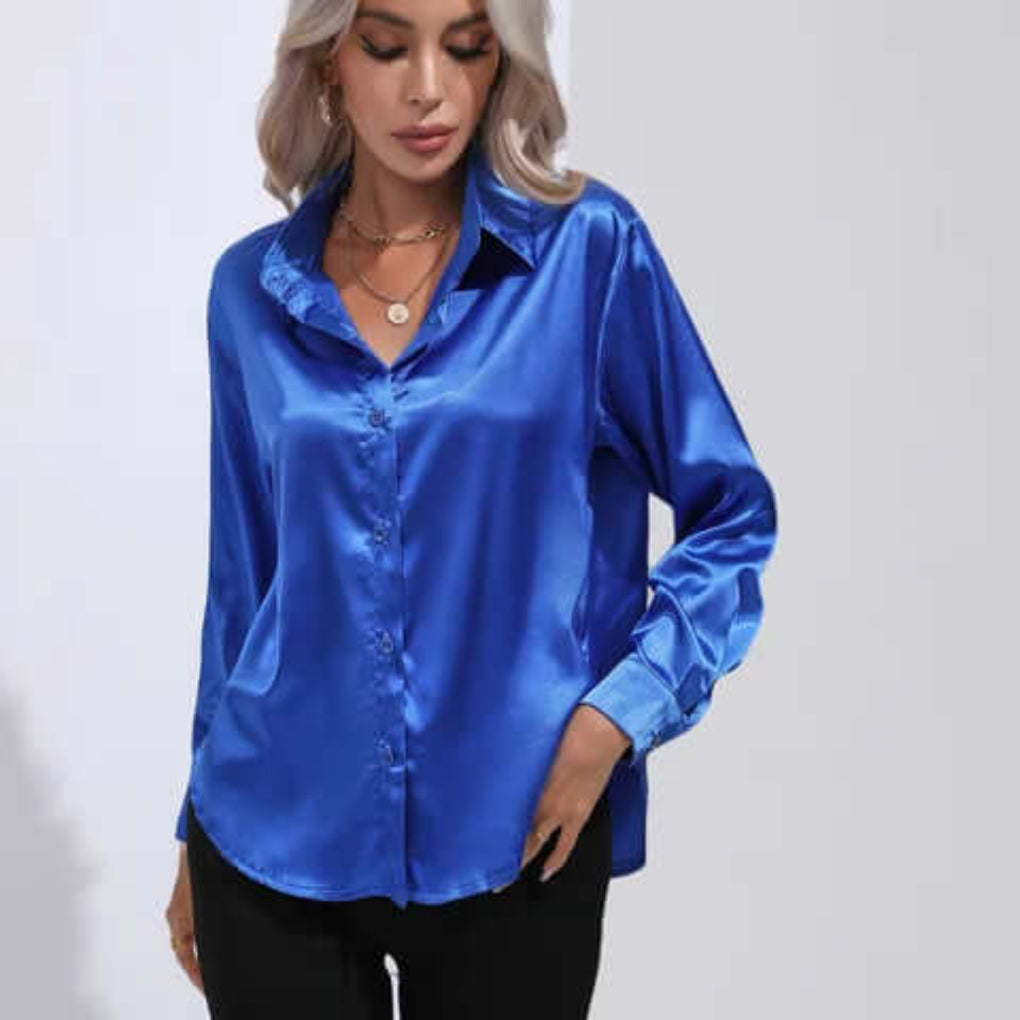 Elegante damesblouse met lange mouwen, losse pasvorm. Ideaal voor zakelijk of casual.