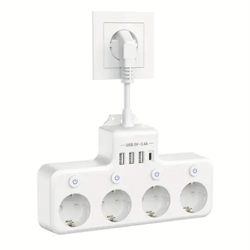 8-in-1 universeel stroompaneel met USB, Type-C en AC stopcontacten voor thuis. Ideaal laadstation.