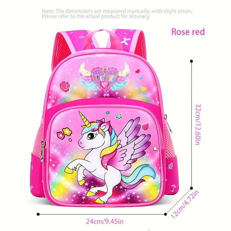 Paarse kinderrugzak met glitter eenhoorn voor meisjes; ideaal als schooltas of kindercadeau.