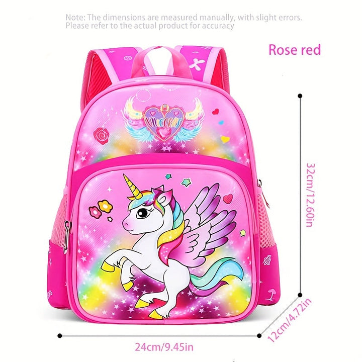 Paarse kinderrugzak met glitter eenhoorn voor meisjes; ideaal als schooltas of kindercadeau.