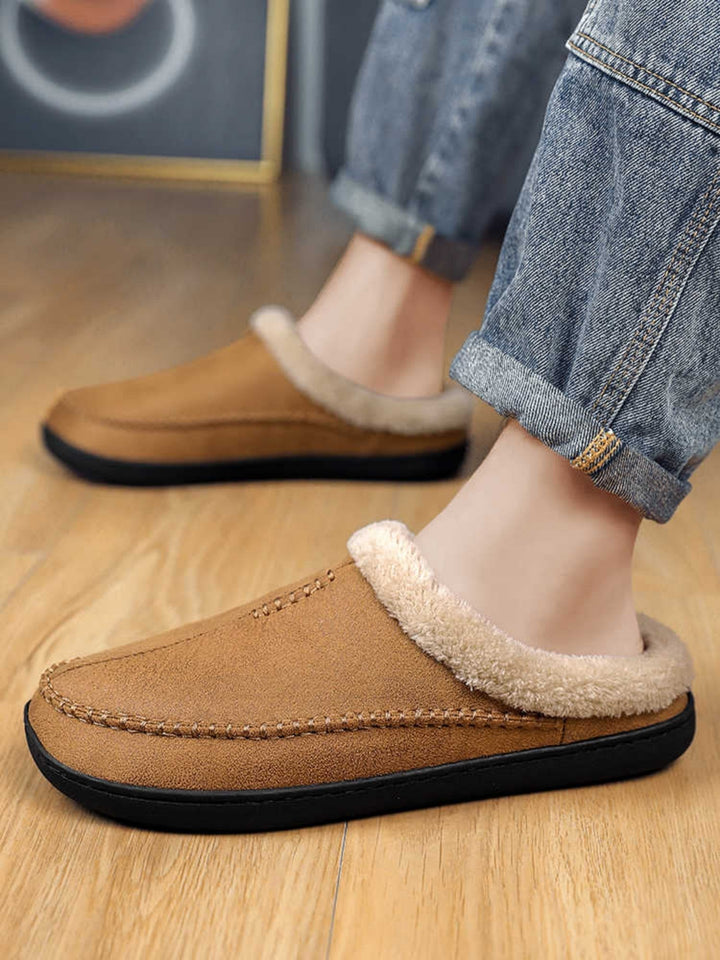 Warme heren relaxschoenen in grijs, ideaal als comfortpantoffels voor thuis. Heerlijk zacht.