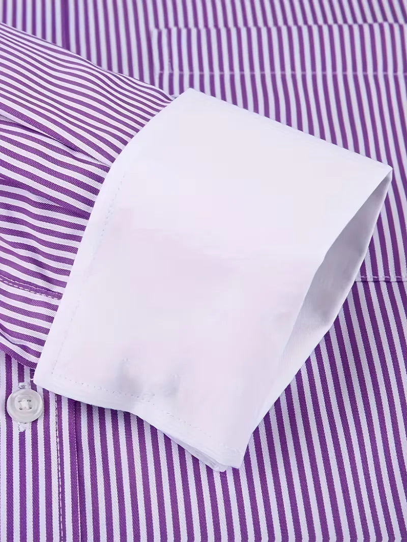 Elegant wit heren overhemd, regular fit, met een moderne mandarin kraag.