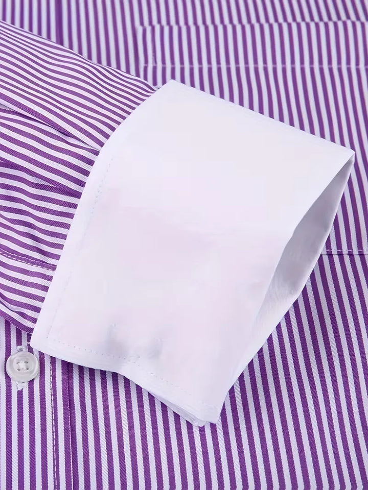 Elegant wit heren overhemd, regular fit, met een moderne mandarin kraag.