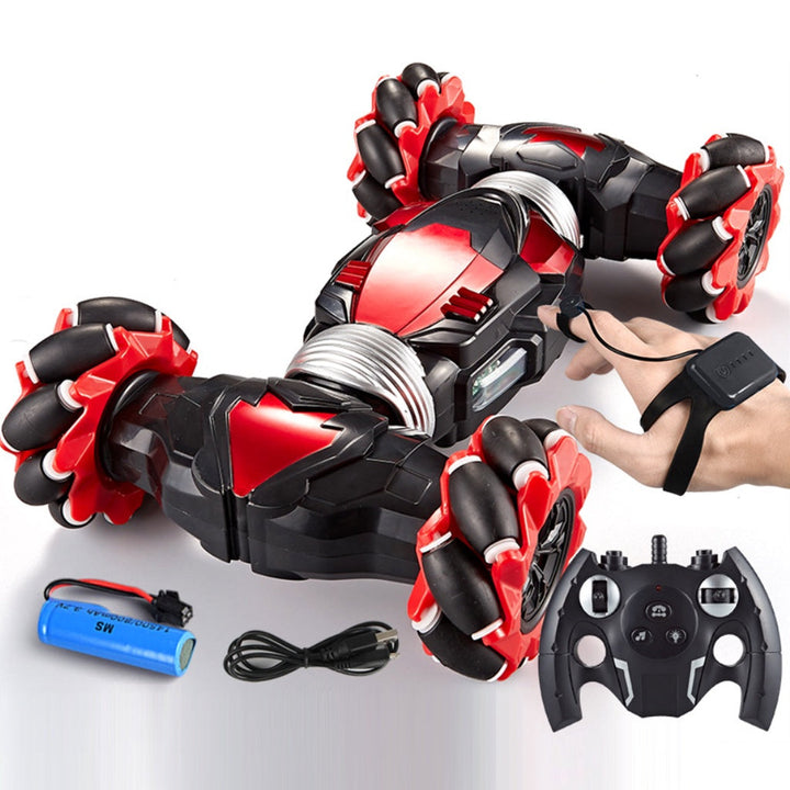 Technisch speelgoed: RC stuntauto als cadeau, bestuurd met gebaren voor 360 graden actie en plezier.