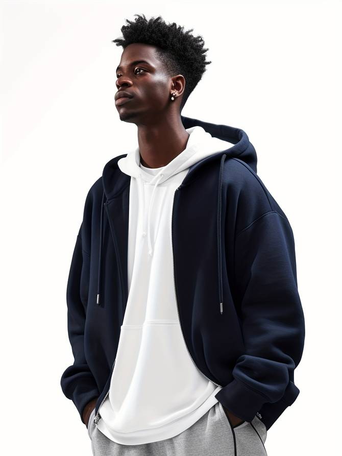 Zacht herenvest oversized met rits, ultiem comfort en een relaxte pasvorm voor dagelijkse kleding.