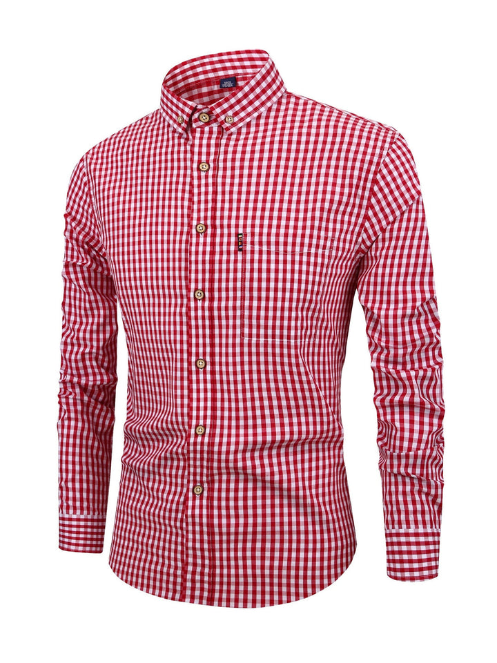 Comfortabel geruit mannenoverhemd met klassiek patroon en praktische knoopsluiting. Ideaal voor herenmode.