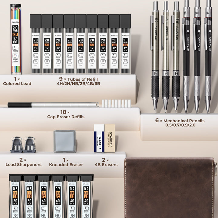 Hoogwaardig metalen vulpotlood in etui, perfect voor school, kantoor en creatieve tekenprojecten.