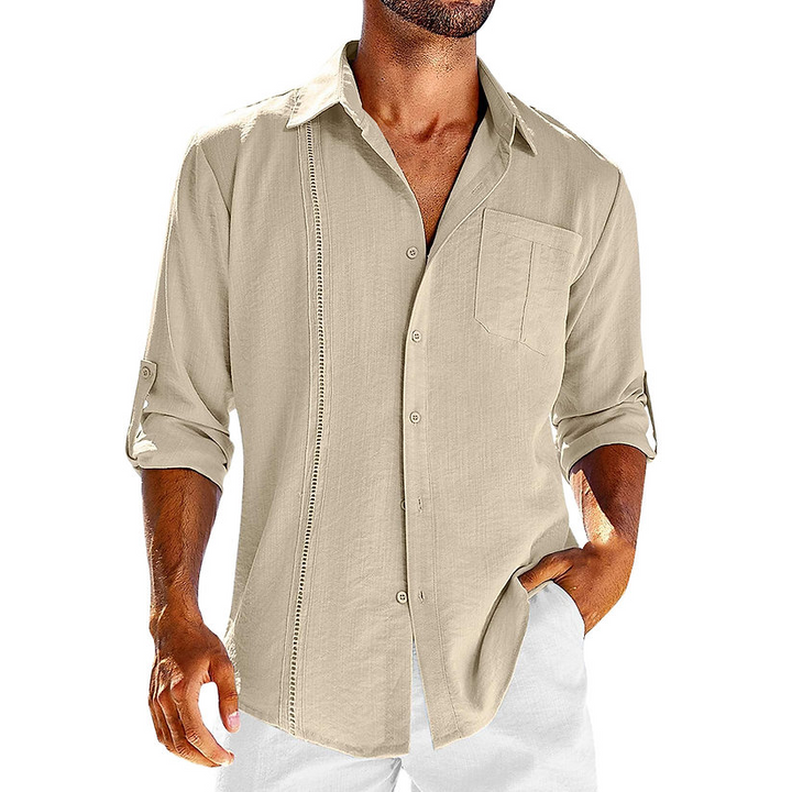Ademend heren Cubaans overhemd met korte mouw, comfortabel en stijlvol voor zomerse avonturen en casual gelegenheden.