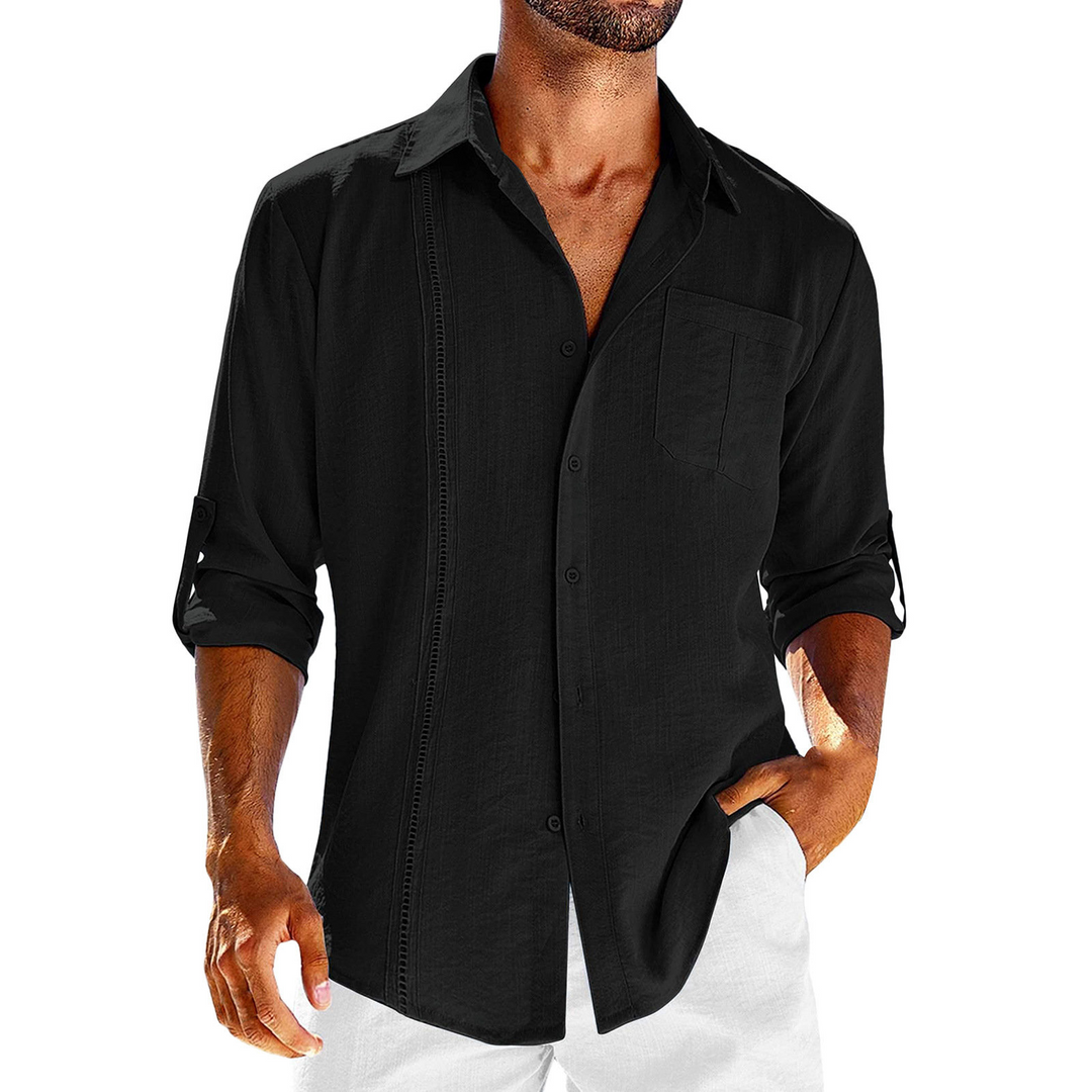 Comfortabel casual heren Cubaans overhemd voor warme zomerdagen; perfect voor strand, vakantie of relaxte uitstraling.