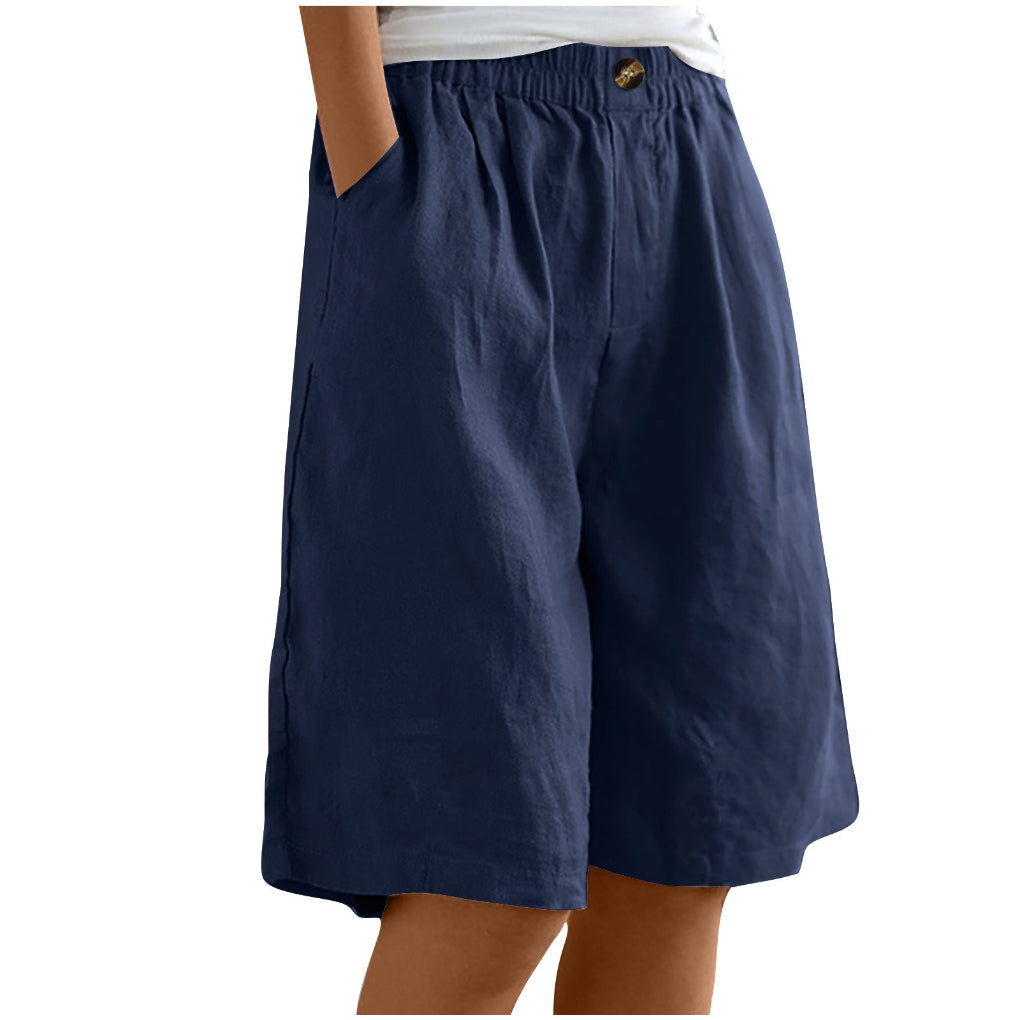 Veelzijdige damesshort CJ26, hoge taille, losse pasvorm. Geschikt voor strand, stad en zomerse vakantie.