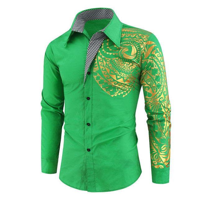 Verfijnd herenoverhemd, slim fit, met sprankelende gouden details, perfect voor een elegante en moderne uitstraling.