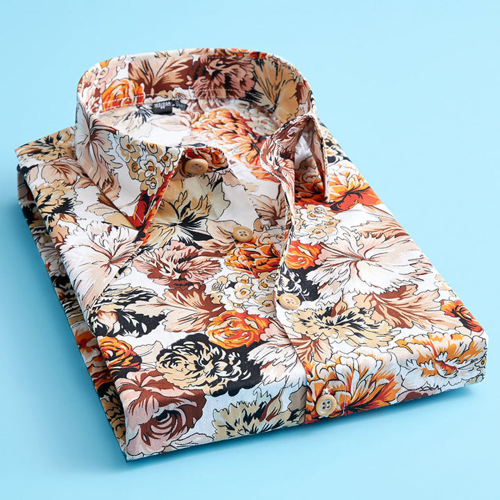 Zomers herenoverhemd met vrolijke bloemenprint, casual pasvorm en korte mouw. Perfect voor vakantie.