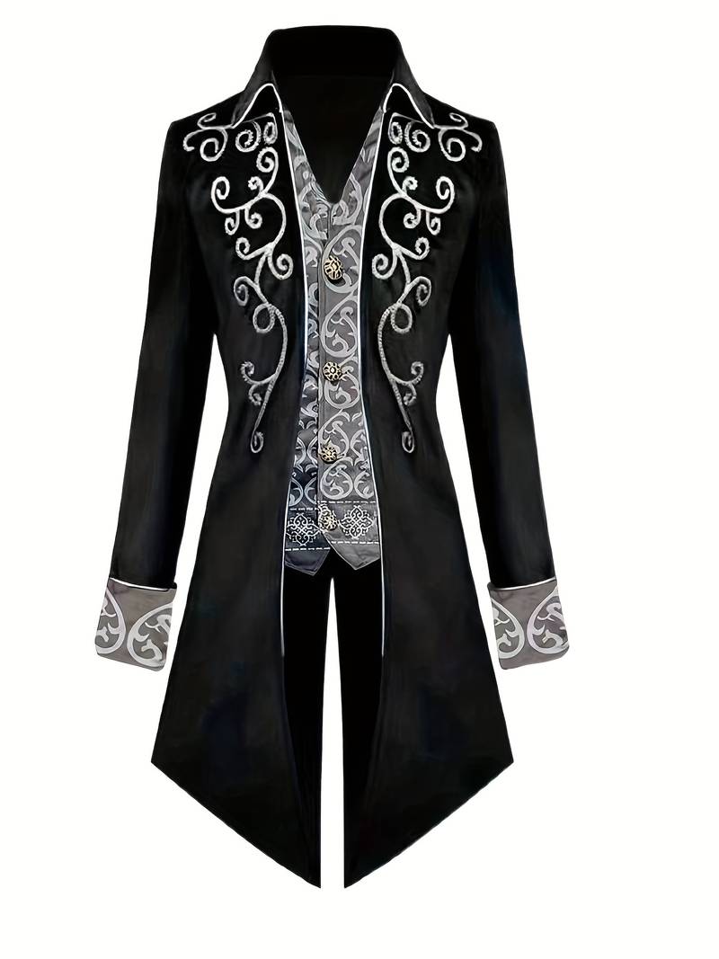 Halloween heren kostuum blazer, donker, met steampunk accenten, voor een indrukwekkende outfit.
