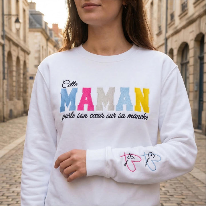 Stijlvol geborduurd T-shirt, toon je liefde voor familie en verbondenheid.