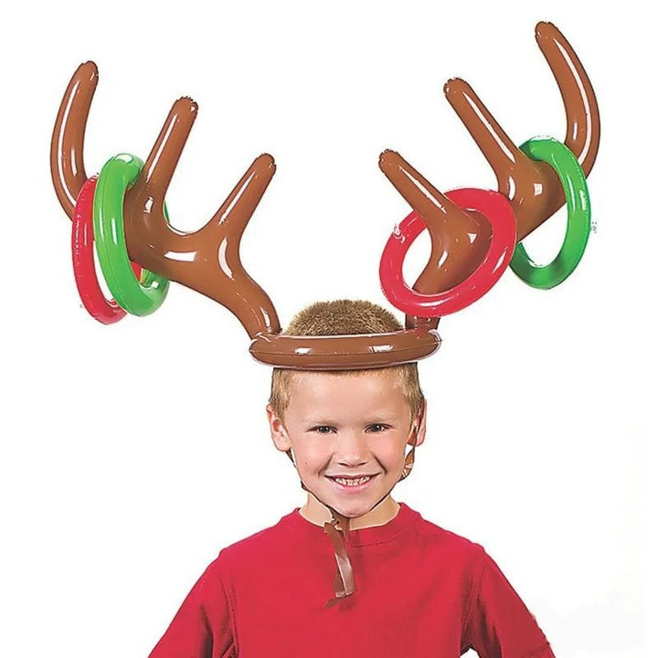 Opblaasbaar rendier ringwerpspel voor kerstfeestjes. Leuk familiespel voor urenlang speelplezier.