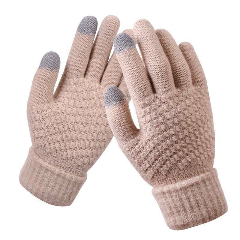 Stijlvolle gebreide winterhandschoenen voor vrouwen, Amara model, met smartphone bediening.