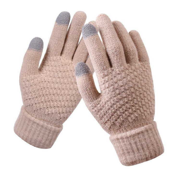 Stijlvolle gebreide winterhandschoenen voor vrouwen, Amara model, met smartphone bediening.