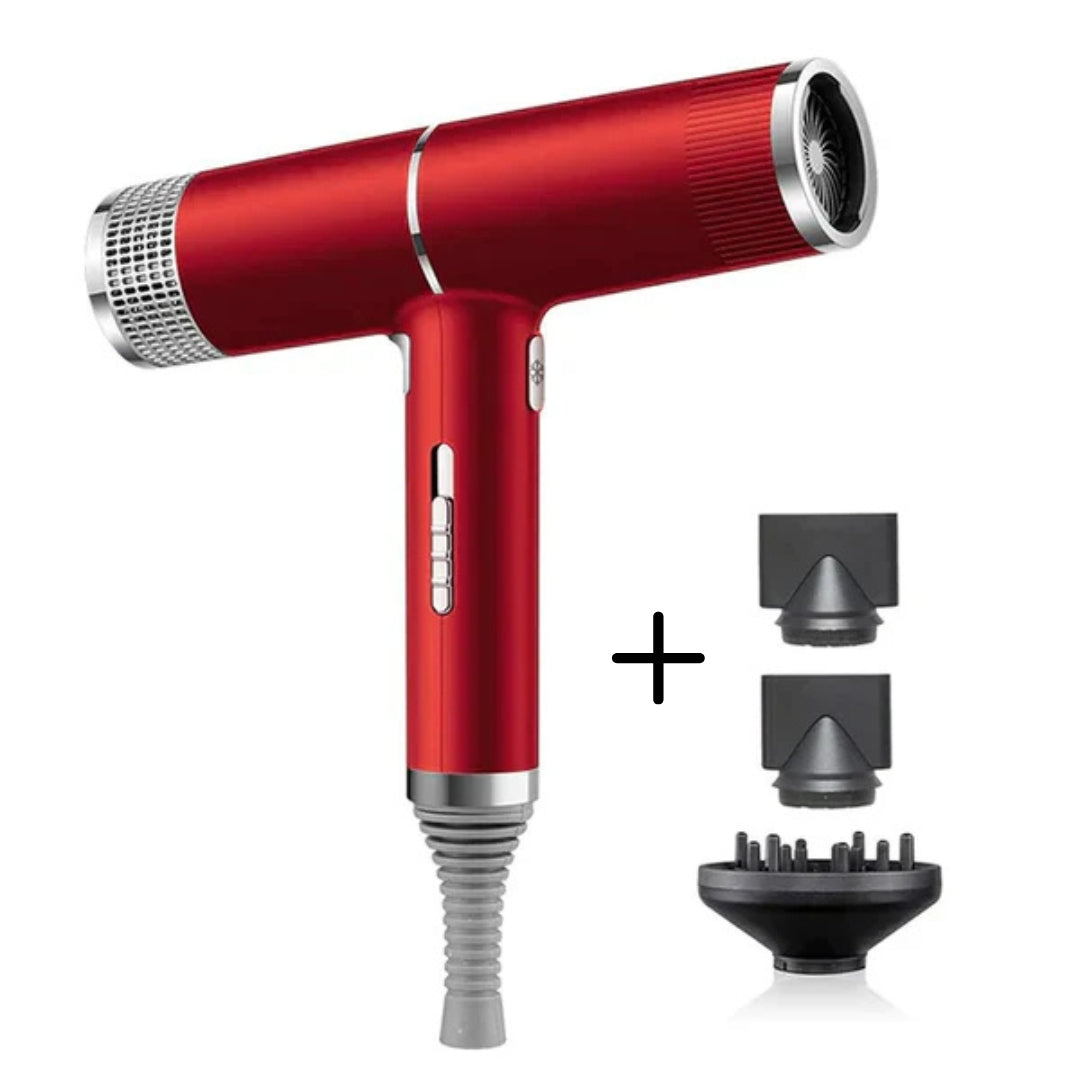 Professionele haardroger met ionische technologie, zacht voor haar, pluisvrij en snel, rood model.