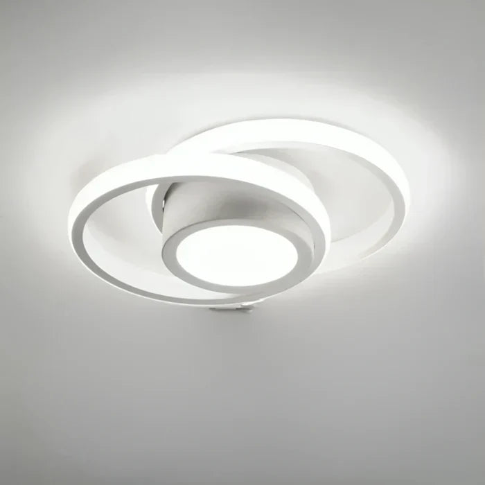Strakke en minimalistische LED plafondlamp met dubbele ring. Geschikt voor elke moderne ruimte.