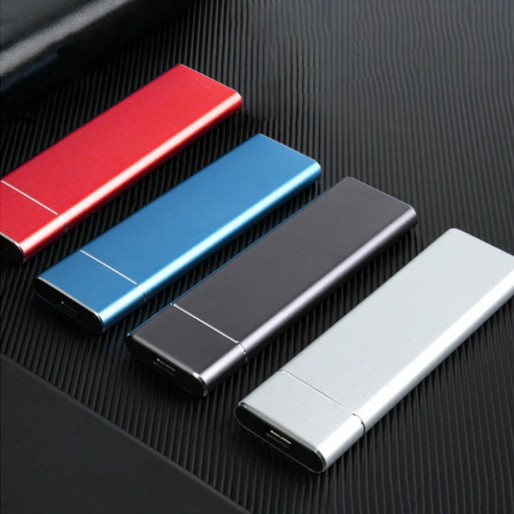 Draagbare SpeedVault externe SSD voor computeraccessoires, met ultrasnelle technologie en aluminium behuizing.