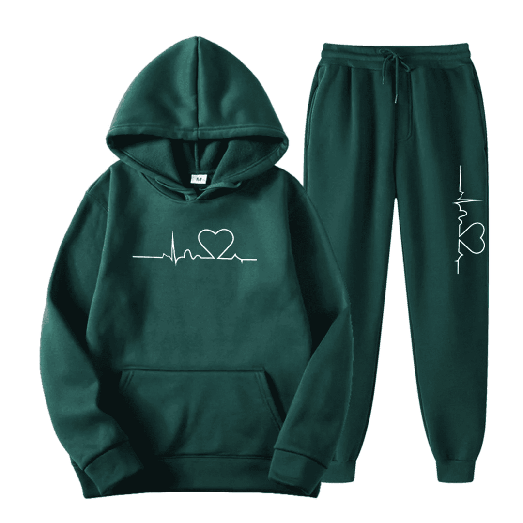 Trendy dames joggingpak met capuchon, beschikbaar in diverse kleuren voor jouw sportieve stijl.