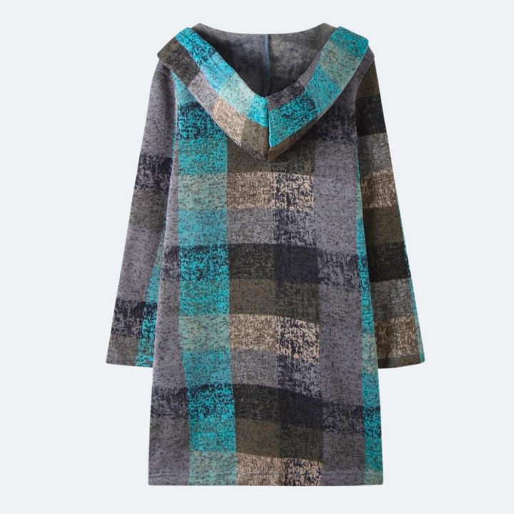 Dames warm vest met capuchon. Kleurrijk, casual en ideaal als winter hoodie.