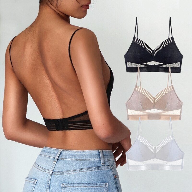 Dames lingerie: comfort BH met extra lage rug, onzichtbaar onder rugloze kleding. Ademend.