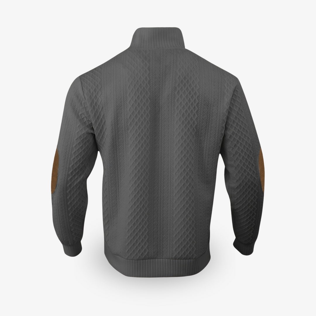Casual winter outfit met een warme heren trui. Comfortabele bovenkleding voor koude, dagelijkse momenten.