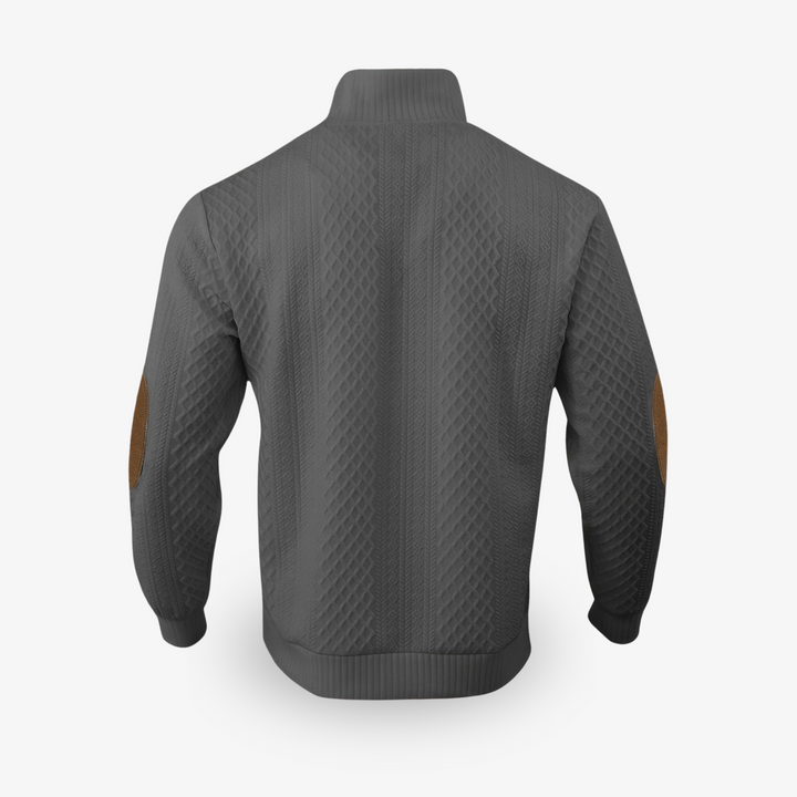 Casual winter outfit met een warme heren trui. Comfortabele bovenkleding voor koude, dagelijkse momenten.