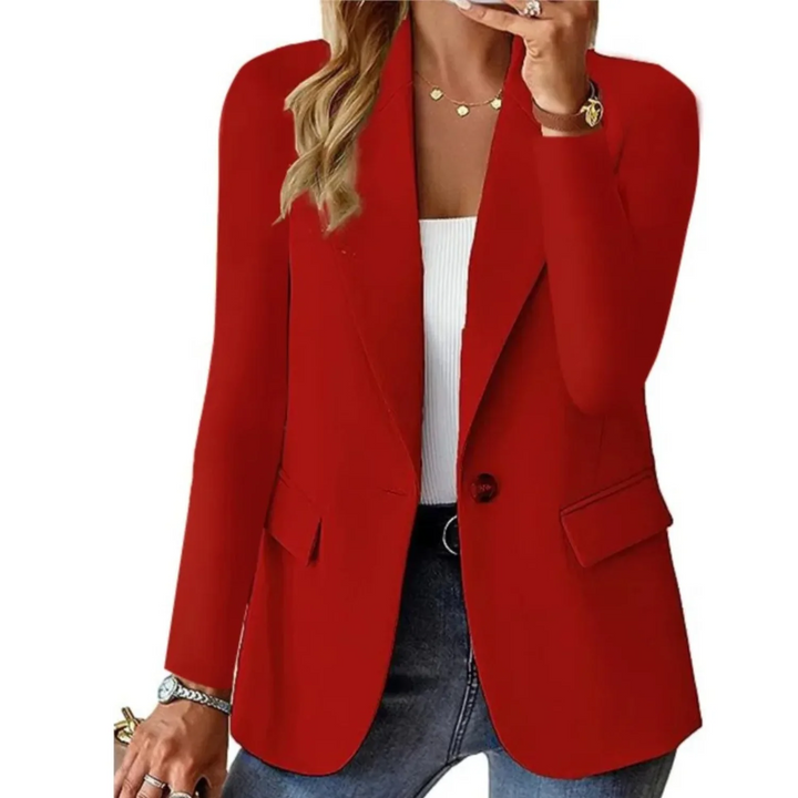Veelzijdige getailleerde damesblazer met één knoop, voor een stijlvolle zakelijke of casual chic look.