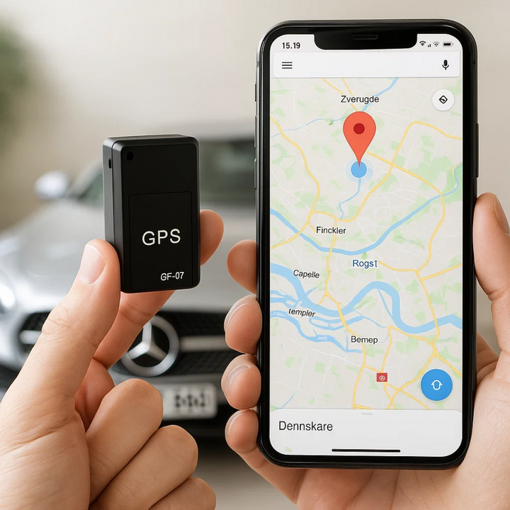 Magnetische mini GPS-tracker voor snelle en eenvoudige bevestiging aan diverse oppervlakken.