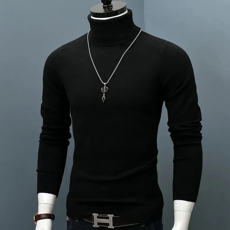 Dagelijkse comfortabele slim-fit herencoltrui, ideaal voor winterse outfits.