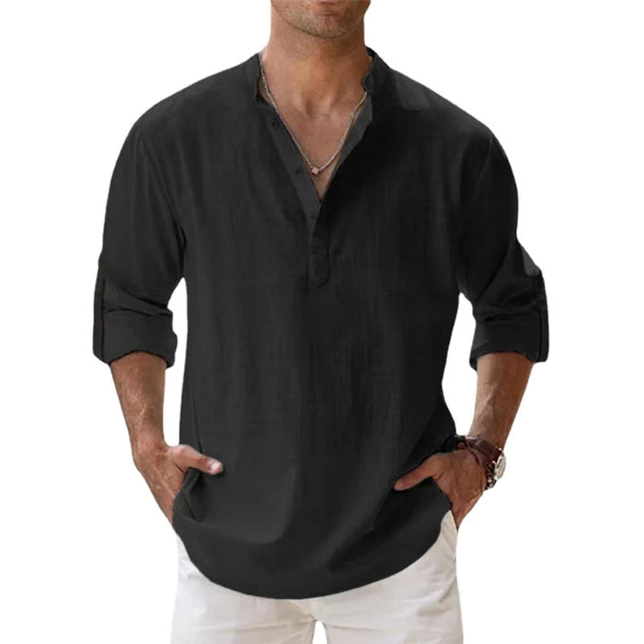 Elegant Hoymans heren Henley overhemd, veelzijdig en comfortabel voor zomer en lente. Ademend casual shirt met knoopjes.