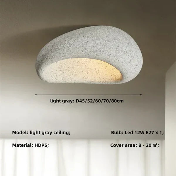 Wabi Sabi plafondlamp met unieke charme, natuurlijk design en zachte sfeerverlichting voor een serene woonruimte.