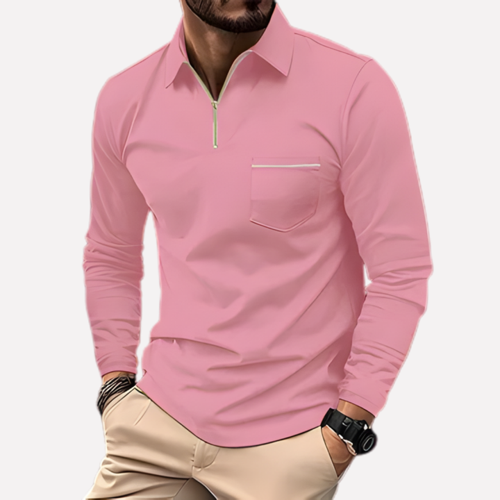 Casual heren poloshirt met lange mouwen, klassiek ontwerp voor een relaxte uitstraling.
