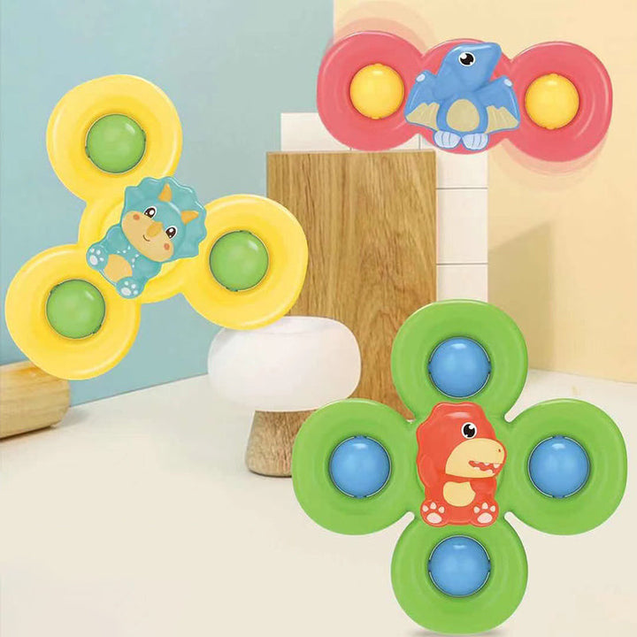 Kinderspeelgoed: 3 kleurrijke draaibare spinners voor baby's, badspeelgoed met veilige zuignappen.