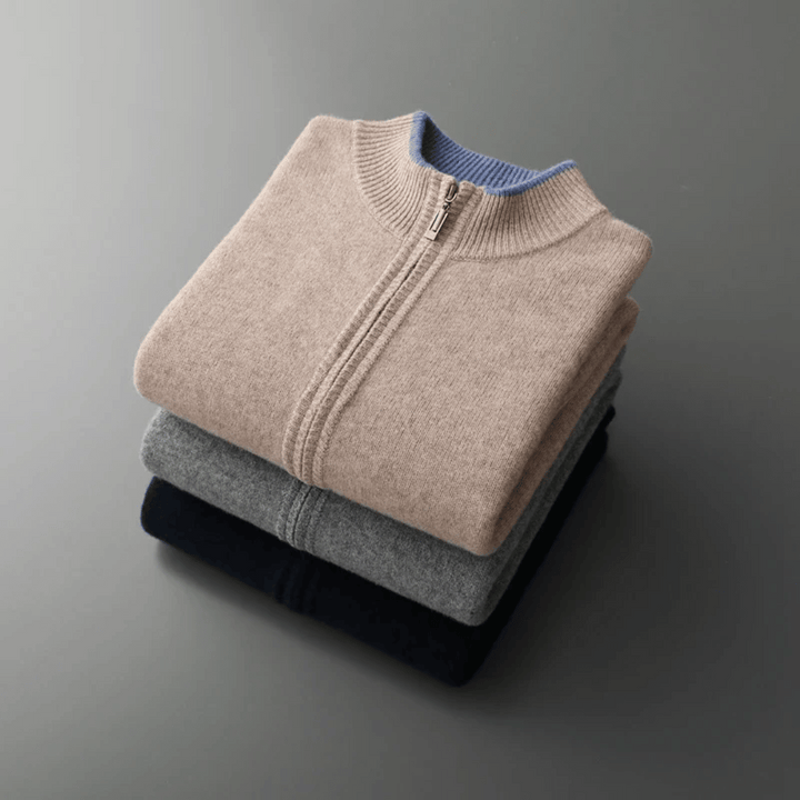 Laurent heren kasjmier zipjack, een luxe en comfortabel kledingstuk voor de moderne man.