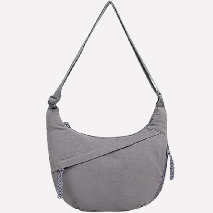 AM1 nylon halvemaan schoudertas. Stijlvolle dames tas met verstelbare band, ideaal voor casual outfits.