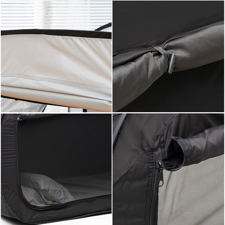 Veelzijdig opvouwbaar tentbed CozyNest: slaaptent, privacy en comfort voor binnen, buiten of camping.