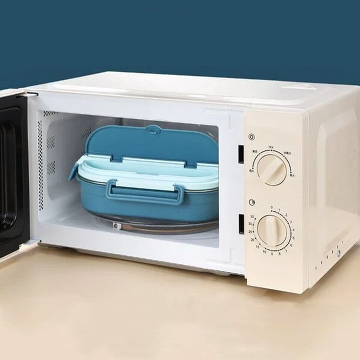 Roestvrijstalen voedselcontainer: thermische bento lunchbox met compartimenten, houdt maaltijden warm.
