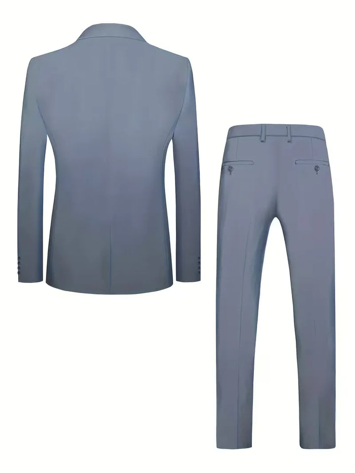 Modern slim fit kostuum voor heren met jasje, gilet en pantalon. Perfect voor gala.
