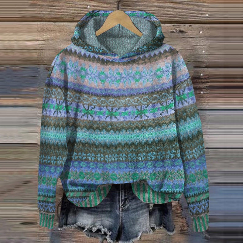 Casual dameshoodie met uniek Noors patroon. Extra warm en comfortabel voor de koude dagen.