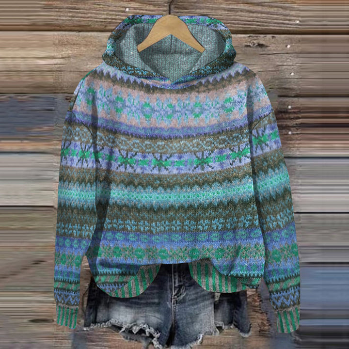 Casual dameshoodie met uniek Noors patroon. Extra warm en comfortabel voor de koude dagen.