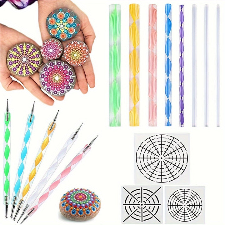Mandala dotting tools set in verpakking, ideaal voor creatieve geschenken en kunstprojecten.