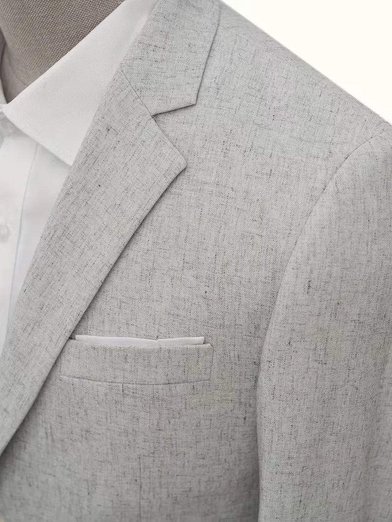 Moderne heren blazer met V-hals, knopen en lange mouwen, ideaal voor een smart-casual look.