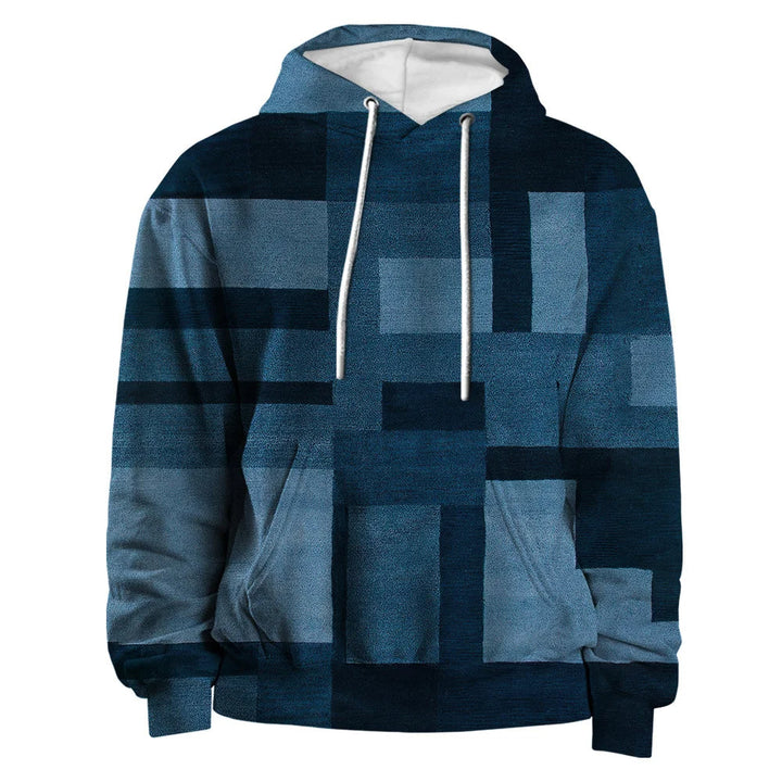 Klassiek geruite oversized heren hoodie met capuchon, lange mouwen, comfortabele vintage look trui.