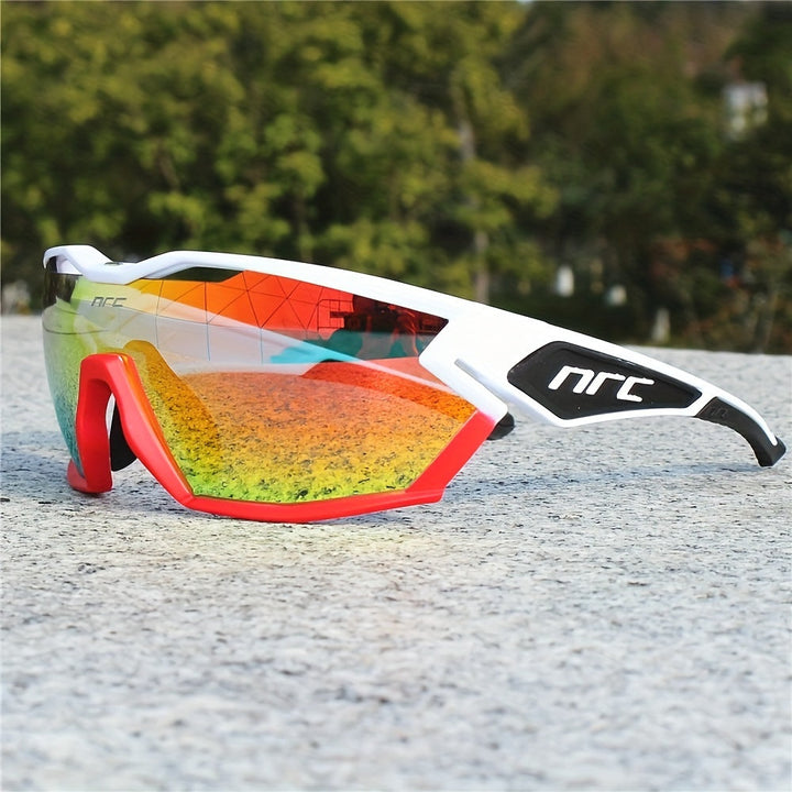 Winddichte polycarbonaat fietsbril met 3 UV-beschermende lenzen. Unisex, comfortabel en geschikt voor diverse sporten.