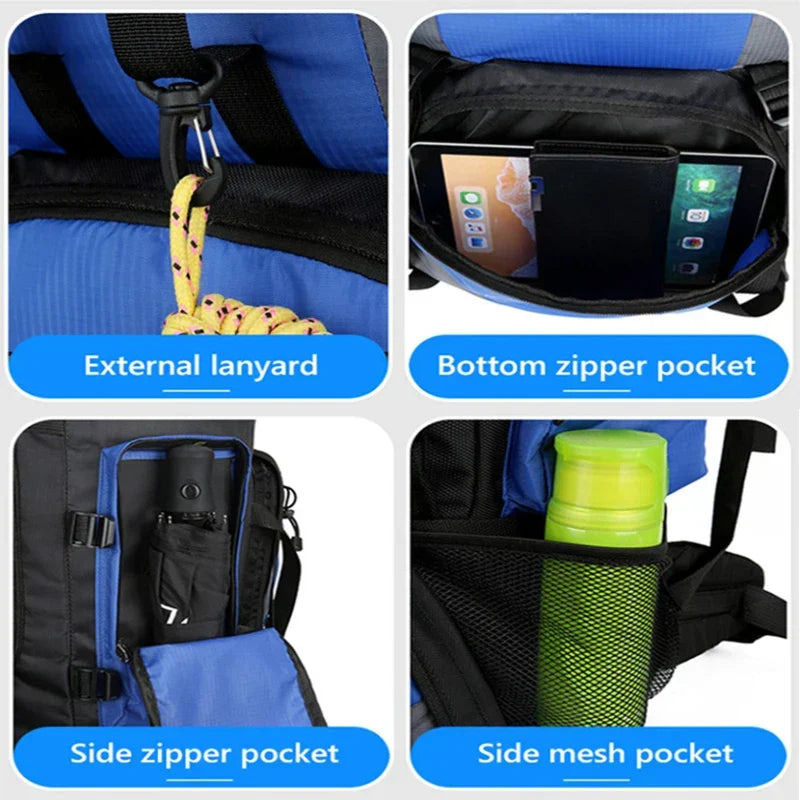 MALORIA 90L unisex backpack voor outdoor avonturen. Waterdichte kampeerrugzak & wandelrugzak.