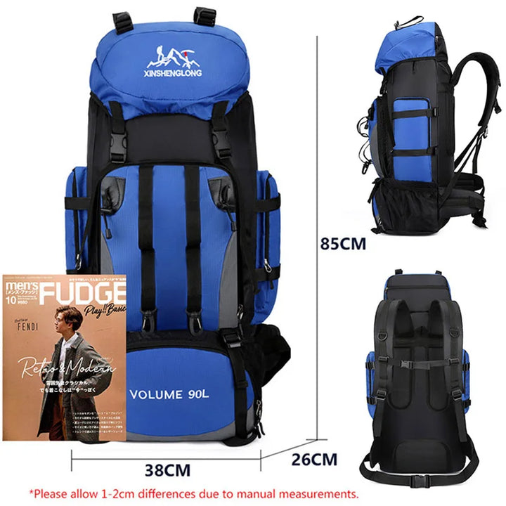 Duurzame waterdichte wandelrugzak 90L van MALORIA. Essentieel voor kampeerders en trekkers.